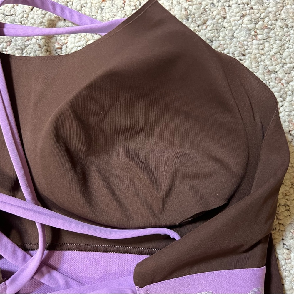Offline by Aerie Brown and Lavender Sports bra and leggings set - Picture 3 of 12
